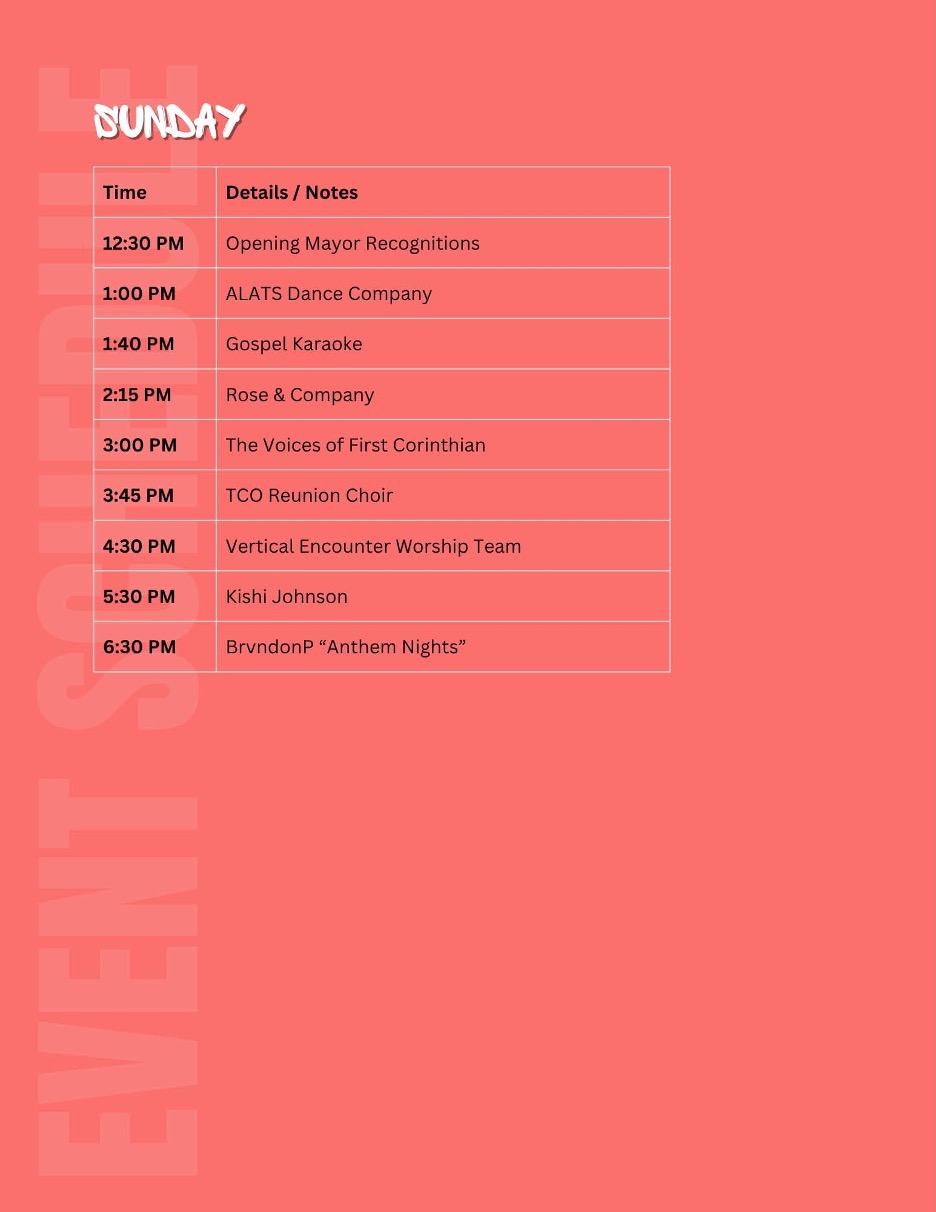Sunday Revised Schedule